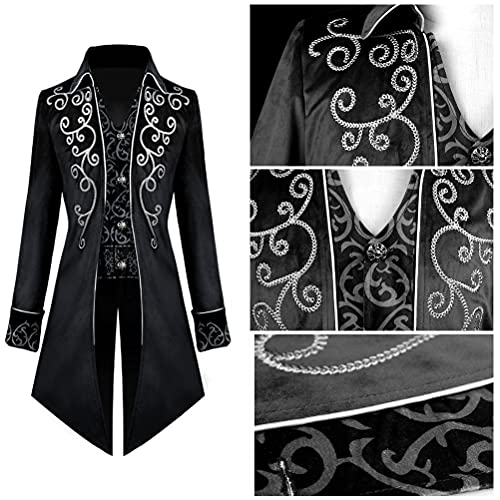 KJHSDNN Hombre Vintage Steampunk Chaqueta Renacentista Gótica Victoriana Levita Medieval Retro FRAC Uniforme Halloween Brujo Vampiro Pirata Disfraz Hombres Adultos Trajes