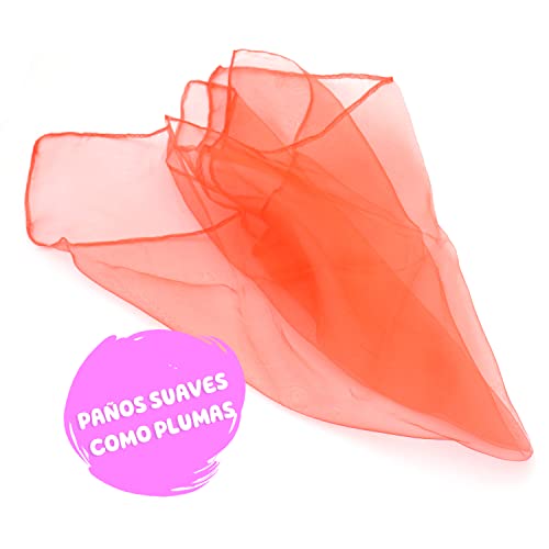 Kleintober Pañuelos de Colores para Malabares l 6 pañuelos de Baile con Instrucciones para Primeros Trucos l Juego de Baile para niños y niñas