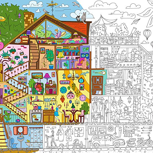 KLUZOO Póster para colorear para niños y adultos - Home Sweet Home