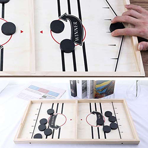 KOCAN Fast Sling Puck Game, Desk Slingshot Board Games Toy, Table Battle 2 en 1 Juego de Hockey de Madera, Jugar al ajedrez Juguetes de interacción para Padres e Hijos