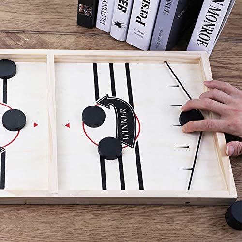 KOCAN Fast Sling Puck Game, Desk Slingshot Board Games Toy, Table Battle 2 en 1 Juego de Hockey de Madera, Jugar al ajedrez Juguetes de interacción para Padres e Hijos