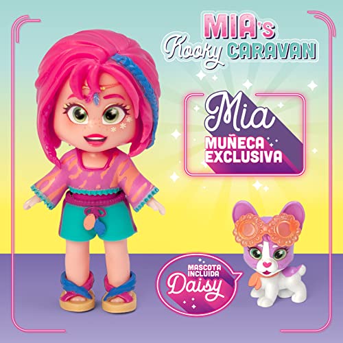 KOOKYLOOS Mia's Kooky Caravan - Caravana con accesorios, muñeca y mascota, incluye 1 coche, utensilios de cocina, maletas