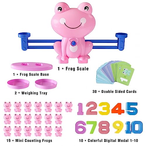 KOWAKA Juguete Montessori Matemático, Aprendizaje Matemáticas de Libra Juego Juego Rana Matemáticas Bloque y Tarjetas Digitales, Juguetes Educativos Juegos Matemáticas Niños 3 4 5 6 Años (Pink)