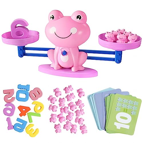 KOWAKA Juguete Montessori Matemático, Aprendizaje Matemáticas de Libra Juego Juego Rana Matemáticas Bloque y Tarjetas Digitales, Juguetes Educativos Juegos Matemáticas Niños 3 4 5 6 Años (Pink)