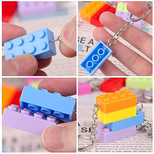 KRISFD Llaveros De Ladrillos 15 Piezas Brick Keyring Llavero Ladrillos De Colores Llaveros De Construcción Para Fiesta Para Recuerdos De Fiesta De Cumpleaños, Regalos De Fiesta De Carnaval