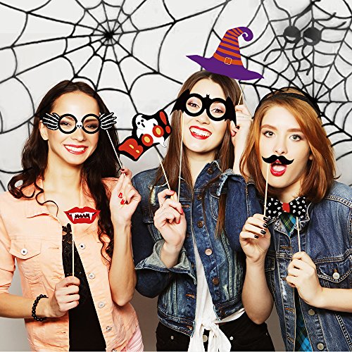 KUUQA Halloween Photo Booth Props Kit Halloween Party Decoraciones, Pack de 38