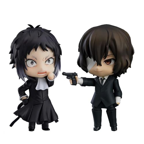 KWJTOY Bungo - Figuras de perros callejeros, figura de Nakajima Atsushi, de PVC, versión Q, estatuas de anime, cabeza intercambiable, modelo, adornos, regalos coleccionables (2 piezas/juego-a)