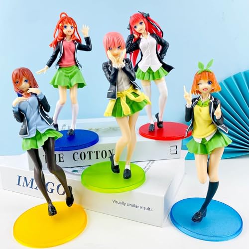 KWJTOY Juego de 5 figuras de anime Quintuplets de la quintaesencia de Chica, estatuas de PVC de dibujos animados, decoración modelo de 20 cm (Nakano Yotsuba)