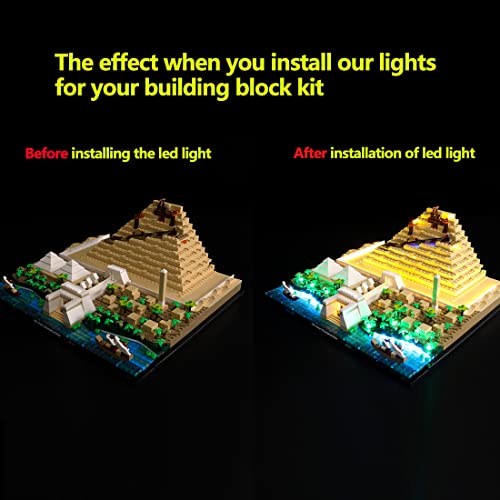 Kyglaring Kit de iluminación LED diseñado para Lego Great Pyramid of Giza 21058 (sin modelo) Architecture Landmark Collection Juego de construcción – sin juego Lego (versión RC)