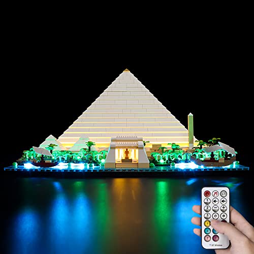 Kyglaring Kit de iluminación LED diseñado para Lego Great Pyramid of Giza 21058 (sin modelo) Architecture Landmark Collection Juego de construcción – sin juego Lego (versión RC)