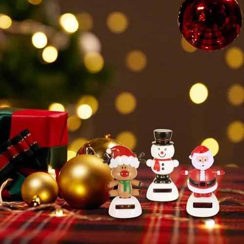 LAANCOO 3pcs Solar Dancing Snowman Toy Toy Solar Powered Dancing Santa Claus Swinging Santa Window Car Pasual Decoración Juguete Bobble Toy