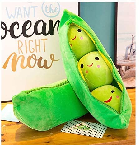 LAARNT Muñeco De Peluche Guisantes Verdes Suave Y Confortable Cojín De Almohada De Guisante Creativo Decoración del Hogar úNica Regalos para Niños 25CM