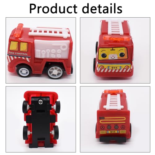 LabDip 6PCS Fire Truck de Juguete Tirar del Coche hacia Atrás Coche de Plástico Duradero Mini Fire Truck de Juguete Portátil Juego de Coches de Juguete para Bebé Regalos para Niños y Niñas (Rojo)