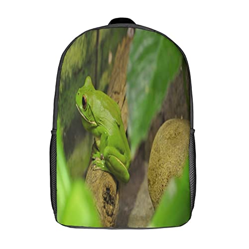 LAerper Mochila de rana animal de 17 pulgadas con labios blancos TreeFrog Mochila escolar impresa en 3D Ultra cómoda y estable, mochila unisex para niños