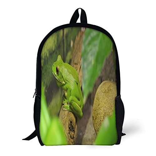 LAerper Mochila de rana animal de 17 pulgadas con labios blancos TreeFrog Mochila escolar impresa en 3D Ultra cómoda y estable, mochila unisex para niños