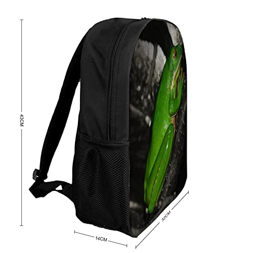 LAerper Mochila escolar de rana animal de 17 pulgadas con labios blancos TreeFrog Mochila escolar impresa en 3D con compartimento para computadora portátil, unisex