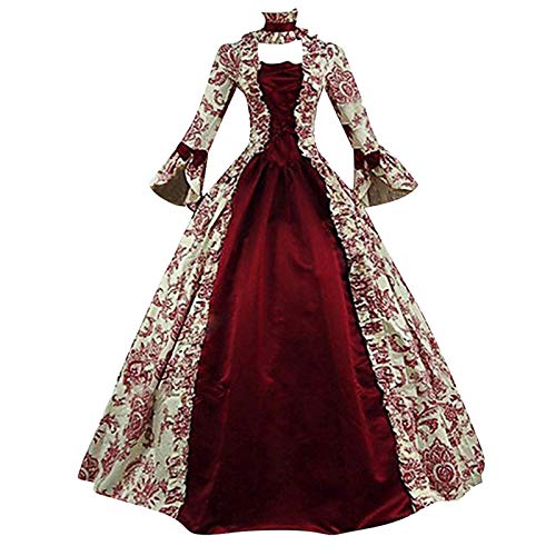 Laonajkd Traje Medieval Mujer Vestido Vintage Gótico para Mujer Disfraz de Mujer Halloween Vestido de Cosplay Disfraz Edad Media Disfraces para Adultos Juego de Rol,Drama