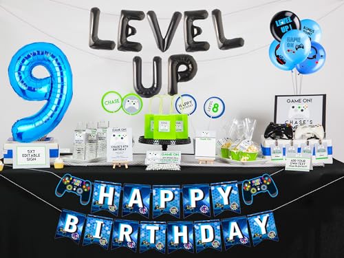 LaVenty Level Up - Decoración para fiesta de cumpleaños (color 9)