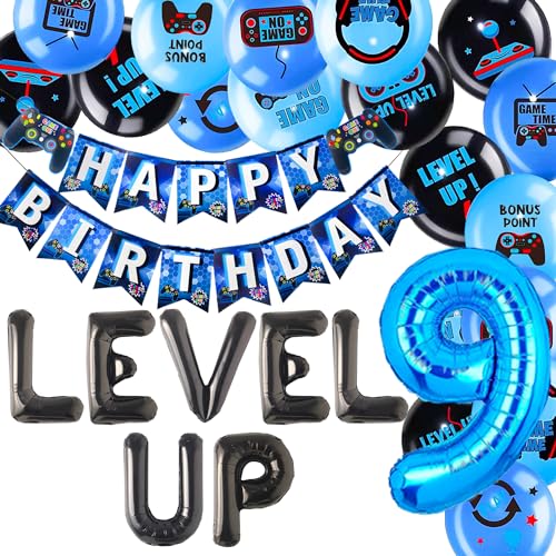 LaVenty Level Up - Decoración para fiesta de cumpleaños (color 9)