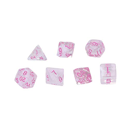 LDYGHome Dados Set para Dragones Y Mazmorras D&D, Dado Poliédrico Y De rol, 7Pcs Dados por Parte Translúcida De Color Rosa Juego D4-20 Multi Caras Acrylic Dice