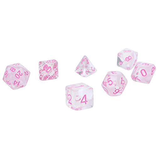 LDYGHome Dados Set para Dragones Y Mazmorras D&D, Dado Poliédrico Y De rol, 7Pcs Dados por Parte Translúcida De Color Rosa Juego D4-20 Multi Caras Acrylic Dice