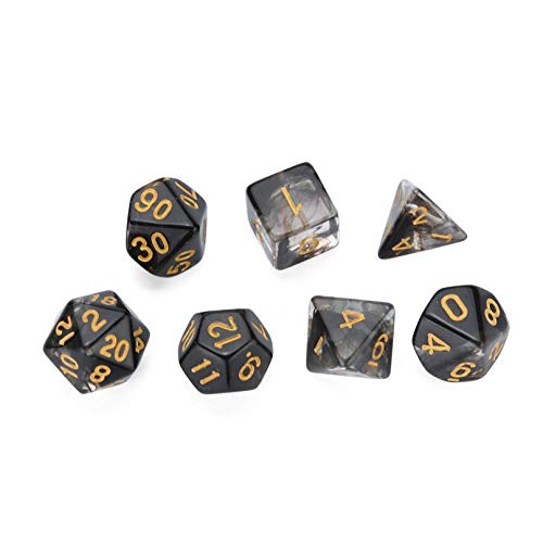 LDYGHome Dados Set para Dragones Y Mazmorras D&D, Dado Poliédrico Y De rol, 7Pcs por Parte Poliédricas Juego D4-20 Multi Caras De Acrílico Transparente Negro Dados