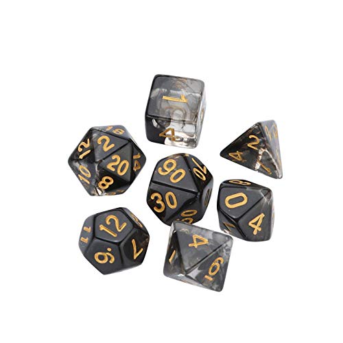 LDYGHome Dados Set para Dragones Y Mazmorras D&D, Dado Poliédrico Y De rol, 7Pcs por Parte Poliédricas Juego D4-20 Multi Caras De Acrílico Transparente Negro Dados