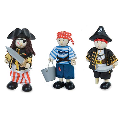 Le Toy Van - BK909 - Muñecos articulados piratas para niños, 3 años, juguetes de madera con certificado FSC, adecuados para el galeón de Le Toy Van Pirates, altura 10 cm