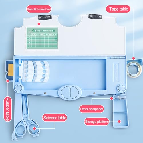 Leadrop Tipo de Prensa, diseño de partición multirejilla, horario Escolar, Tijeras, Borrador, Cinta, Estuche para lápices, patrón de Astronauta de Dibujos Animados para Estudiantes