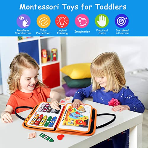 LEADSTAR Juguetes Montessori 1 2 3 Años, 5 Capas Juguetes Montessori Busy Board Niños, Tablero Montessori, Tablero Sensorial Montessori Activity Board Juegos Niños 2 3 4 Años, Regalo Niño 1 Año