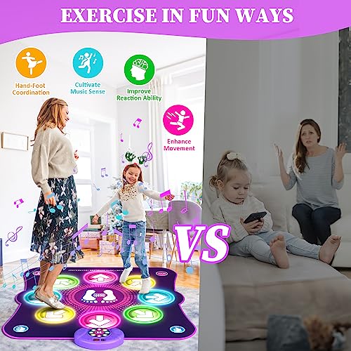 LEAPRCSTORE Alfombra de Baile Juguetes para Niñas Niños, Música Alfombrilla de Baile con 8 Flechas de Luz LED y Inalámbrico Bluetooth, 6 Modos, Navidad Cumpleaños Regalos para 3 4 5 6 7 8 9 10+ Años