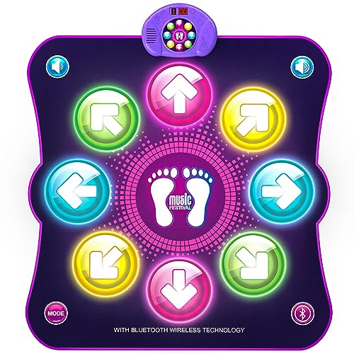 LEAPRCSTORE Alfombra de Baile Juguetes para Niñas Niños, Música Alfombrilla de Baile con 8 Flechas de Luz LED y Inalámbrico Bluetooth, 6 Modos, Navidad Cumpleaños Regalos para 3 4 5 6 7 8 9 10+ Años