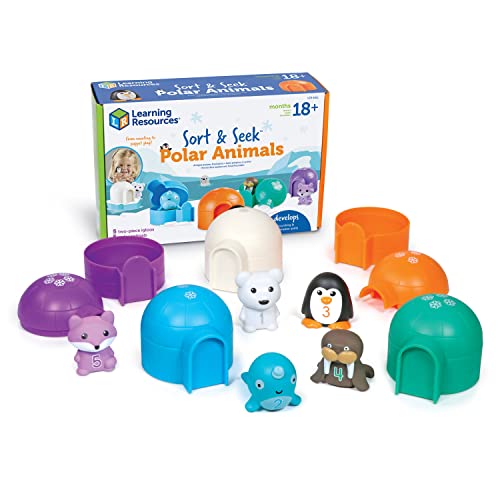 Learning Resources Animales Polares para Buscar y clasificar, Actividades para niños pequeños, Juguetes didácticos, Set didáctico, Juguetes para enseñar, 15 Piezas, 18 Meses, LER6811