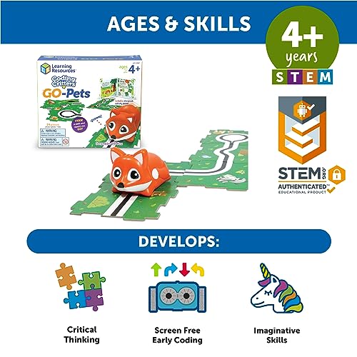 Learning Resources El Zorro Scrambles, Mascota codificadora Go-Pets de Coding Critters, Stem, Juguete para Aprender a codificar a una Edad temprana, Mascota interactiva, niños de 4+ años