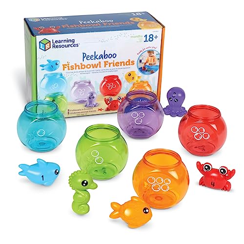 Learning Resources-Los Amigos de la pecera Peekaboo, 10 Piezas, 18 Meses, didácticos, bebés, educativos, Peces, Animales de Juguete, S (LER6814)