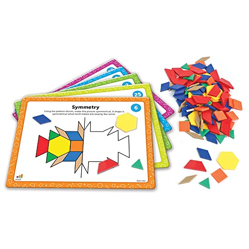 Learning Resources- Set de Actividades Bloques geométricos niños, Juegos didácticos, matemáticas de Preescolar, Montessori, 144 Piezas, 5+ años, Multicolor, Medium (LER6135)