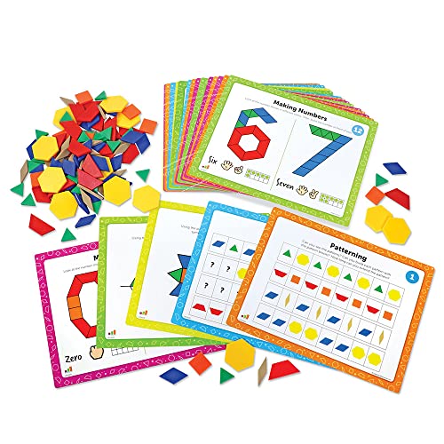 Learning Resources- Set de Actividades Bloques geométricos niños, Juegos didácticos, matemáticas de Preescolar, Montessori, 144 Piezas, 5+ años, Multicolor, Medium (LER6135)