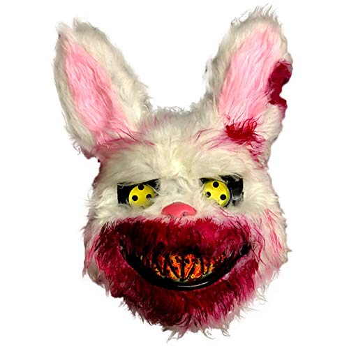 Lecerrot conejo halloween peluche, terror para Halloween, conejo sangriento Halloween Peluche Cosplay Máscara para disfraz fiesta juegos niños adultos