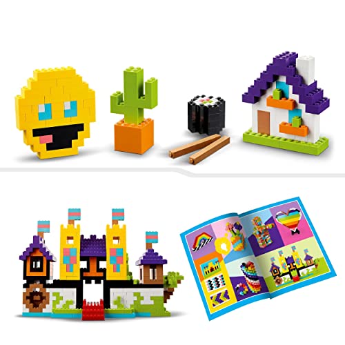 LEGO 11030 Classic Ladrillos a Montones, Juguete de Construcción, Coche, Casa, Emoji, Loro, Flores y Más, Regalo para Niños y Niñas de 5 Años o Más