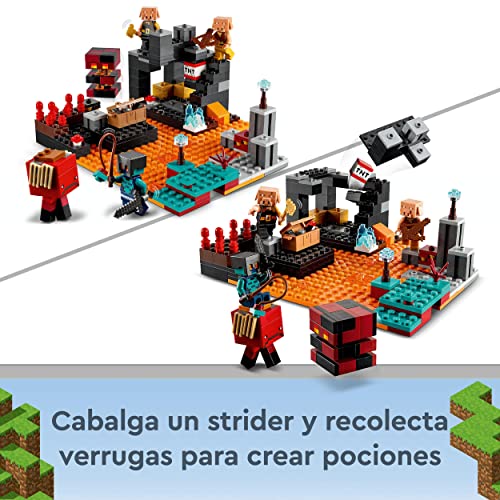 LEGO 21185 Minecraft El Bastión del Nether, Juguete de Batallas con Figuras, Piglin, Set de Construcción para Niños a Partir de 8 Años