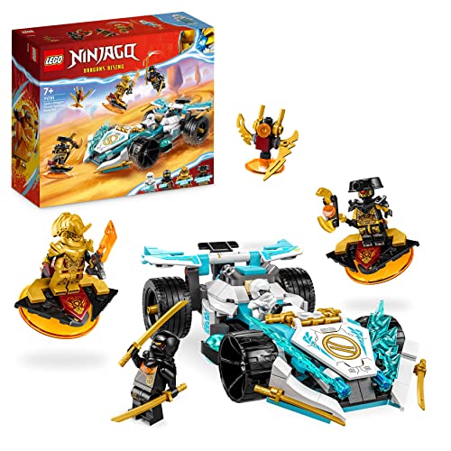 LEGO 71791 Ninjago Coche de Carreras del Dragón de Zane Power Spinjitzu, Juguete para Niños y Niñas a Partir de 7 Años, Set de Vehículo de Construcción con Función Giratoria y 4 Minifiguras