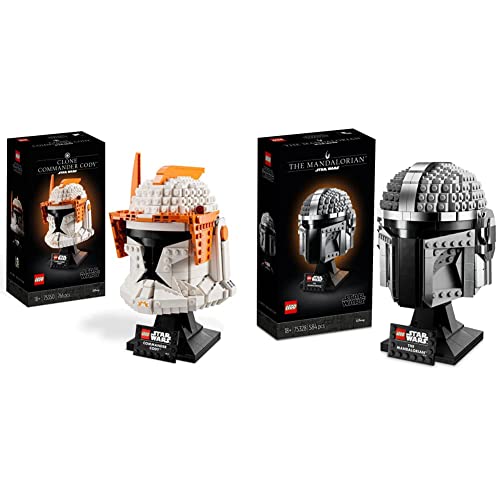 LEGO 75350 Star Wars Casco del Comandante Clon Cody, Manualidades para Adultos, Película Las Guerras Clon & 75328 Star Wars Casco del Mandaloriano, Set de Maqueta para Construir