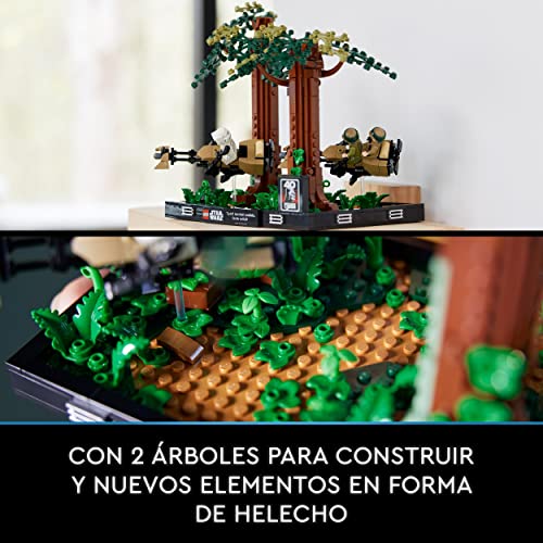 LEGO 75353 Star Wars Diorama: Duelo de Speeders en Endor, Maqueta con Mini Figuras de Princesa Leia, Luke Skywalker y Soldado Explorador, Coleccionable del 40 Aniversario