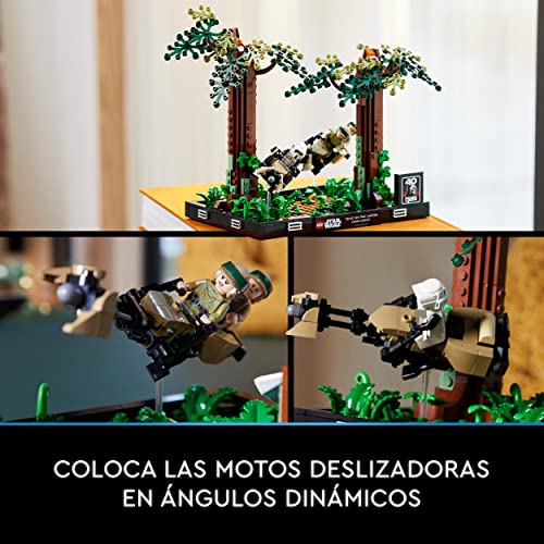 LEGO 75353 Star Wars Diorama: Duelo de Speeders en Endor, Maqueta con Mini Figuras de Princesa Leia, Luke Skywalker y Soldado Explorador, Coleccionable del 40 Aniversario