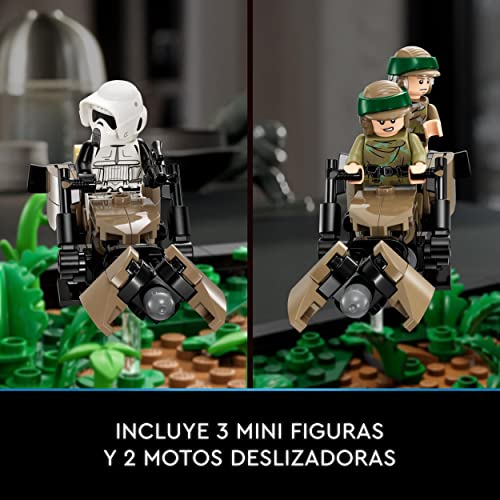 LEGO 75353 Star Wars Diorama: Duelo de Speeders en Endor, Maqueta con Mini Figuras de Princesa Leia, Luke Skywalker y Soldado Explorador, Coleccionable del 40 Aniversario