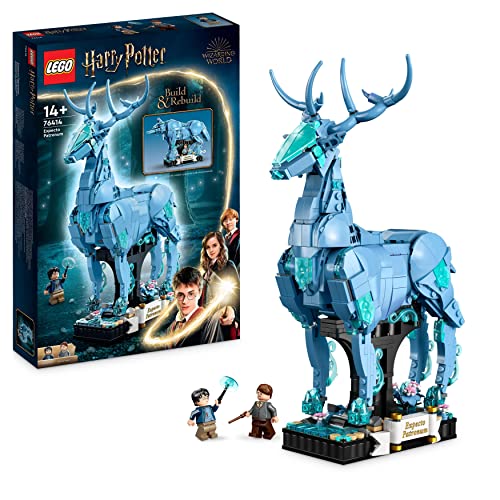 LEGO 76414 Harry Potter Expecto Patronum, Set 2-en-1 Figuras Animales de un Ciervo y un Lobo, Decoración Accesoria para Dormitorio, Regalos Mágicos Coleccionables para Adolescentes y Adultos