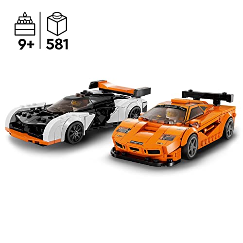 LEGO 76918 Speed Champions McLaren Solus GT y McLaren F1 LM, 2 Coches de Juguete para Construir, Maqueta de Deportivos, Réplicas Coleccionables, 2023