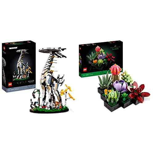 LEGO 76989 Horizon Forbidden West: Cuellilargo, Maqueta de Juego de Playstation, Coleccionable + Suculentas, 9 Plantas Artificales ,