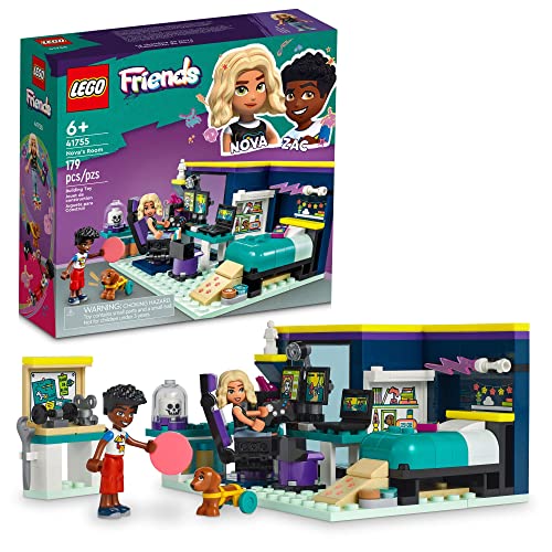 LEGO Friends Nova's Room 41755, juego de dormitorio temático de juegos, juguete coleccionable con mini muñeca Zac y pepinillo The Dog, pequeña idea de regalo para niños a partir de 6 años