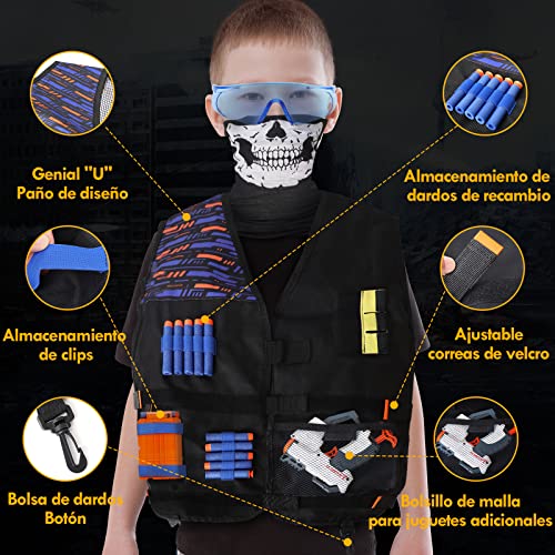 Lehoo Castle Diana Nerf, Objetivo Digital Electrónico para Nerf con Restablecimiento Automático, Incluye 60 Balas, Chaleco Táctico, Juguetes Niños, Regalos Cumpleaños Niños (Negro)